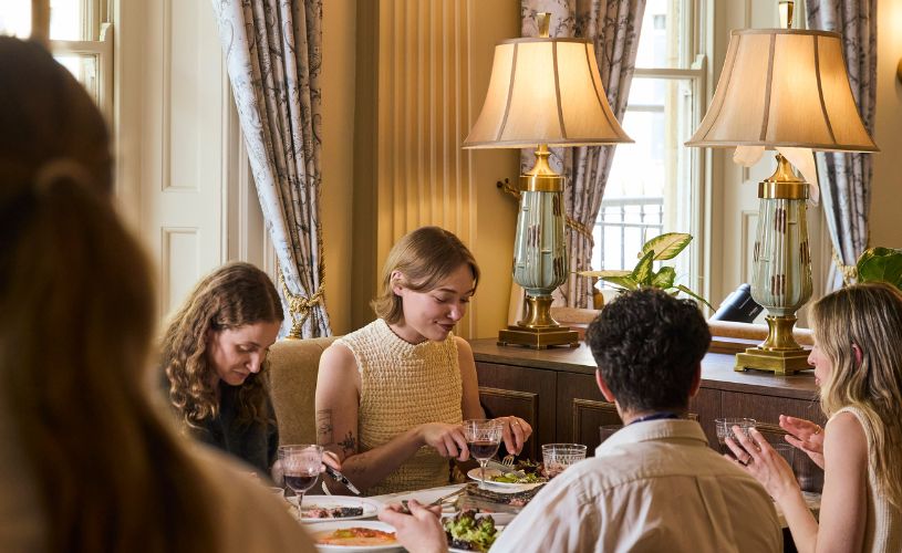 Group eating at Emberwood in Bath